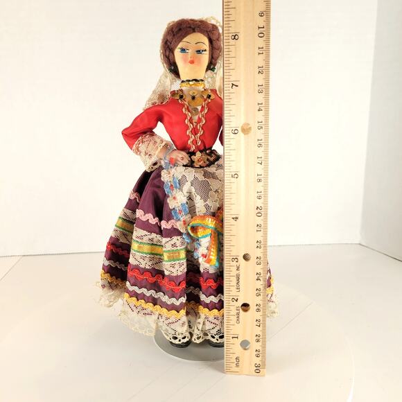 Vintage Spanish Flamenco Gypsy Cloth Doll 8" Lace Traditional  Dress Handmade - Picture 3 of 15